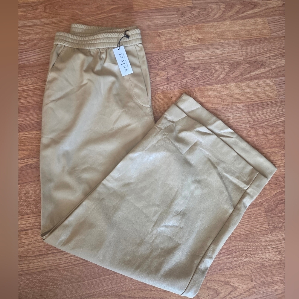 VELVET Graham and Spencer XL Vegan Leather Pants NWT Faux Leather Cream - Picture 11 of 11